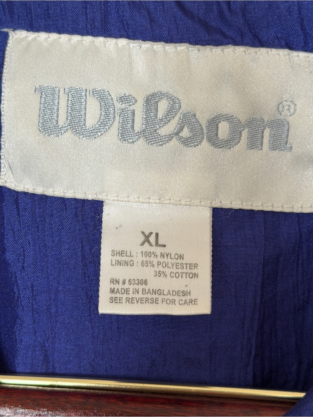 Wilson Vintage 90s Y2K Blue Nylon Windbreaker Bomber Jacket Embroidered XL - Picture 5 of 10